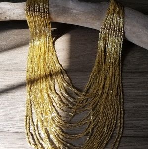 Mod Cloth gold beaded Bib necklace